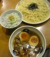 「煮玉子つけめん(一味抜き)＋しらすごはん」@好日の写真