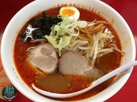 「オロチョンラーメン中辛・3倍＋もやし（￥700＋￥100）」@オロチョンラーメン 来々軒 座間店の写真