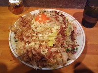 「小ラーメン(650円)+汁なしそば(80円)」@豚星。の写真