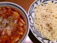 「ピリ辛肉つけ麺（中盛）」@つけめん でんまる 飯田橋店の写真