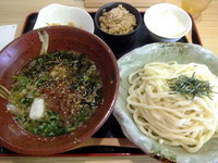 「豚背脂と生のりつけうどん」@うどん 花むすびの写真