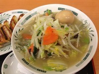 「タンメン・餃子セット＋味玉（￥680＋￥100）」@日高屋 小田急マルシェ大和店の写真