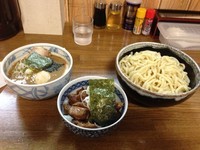 「特製つけ麺（大盛）+小豚飯」@中華そば つけ麺 村岡屋の写真