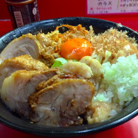 「まぜそば(カラメ以外+玉ねぎ 増し)味玉 豚二枚」@麺屋 桐龍の写真