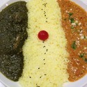 ダブルカレー(キーマ、ほうれん草)￥1050