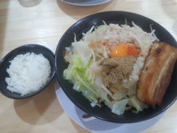 「男気まぜ（大盛）+ライス」@らーめん まるはちの写真