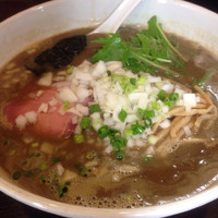 「煮干豚骨(太麺)+大盛り+限定丼(塩ぶた丼)」@麺処 夏海の写真