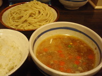 「インドカレーつけ麺(900円)、中盛(50円)、ライス」@常勝軒の写真