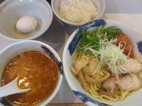 「【限定】紅（くれない）担々つけめん 半ライス付 ￥830」@麺屋 扇 SENの写真