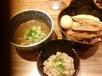 「特製鶏煮干しつけ麺＋チャーハン風おこわ」@煮干中華ソバ 宮庵の写真