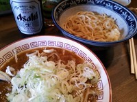 「【今月の限定】ネギ味噌つけ麺（並盛）880円＋ビールeｔｃ」@ラーメンアキラの写真