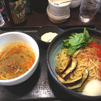 「【限定】ピリ辛海老クリームつき冷やし担々つけ麺¥900」@大黒屋本舗 春日部店の写真