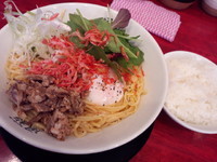 「海老まぜ麺（大盛無料）600円＋サービスライス」@風龍.MAX 新橋店の写真