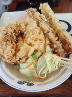 「タンメン450円＋かき揚100円＋竹輪天150円」@山田うどん 赤井店の写真