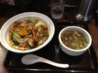 「スタミナ冷やし(レバー多め)スープ付き」@スタミナラーメン 馬しゃ屋の写真