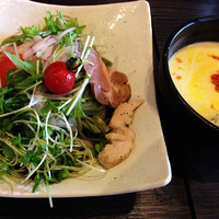 「スモーク2種とジャガイモの冷製つけそば+大盛」@中華蕎麦 瑞山（ZUIZAN）の写真