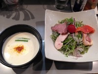 「【限定】スモーク２種とじゃがいもの冷製スープつけそば」@中華蕎麦 瑞山（ZUIZAN）の写真