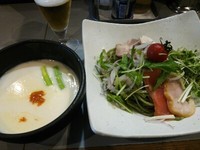 「スモーク２種とジャガイモの冷製スープつけそば＋麦酒」@中華蕎麦 瑞山（ZUIZAN）の写真