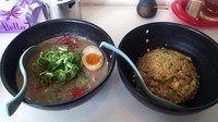 「熱血豚骨+チャーハンセット」@熱血らーめん 遊びじゃネェんだよ!の写真