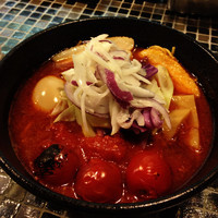 「海老トマトらーめん　８５０円　味玉トッピング」@らーめん 五ノ神製作所の写真