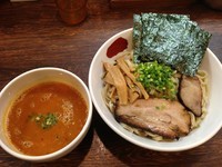 「海老味噌つけ麺（大盛）＋のり、900円＋100円」@麺屋 三四郎の写真