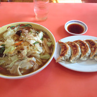 「野菜イタメラーメン700円、餃子350円」@珍来 美野里店の写真