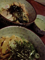 「醤油まぜそば大盛りスープ付700円」@まぜそば 凜々亭 越谷分店の写真