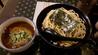 「三種の地鶏の鶏煮干しつけ麺（麺2玉）」@竈の番人 麺屋義國の写真