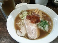 「冷やしラーメン＋味玉＆発泡酒」@伝家 志木店の写真