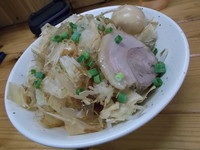 「鮭節まぜそば（限定）+味玉+チャーシューごはん」@麺屋 玲の写真