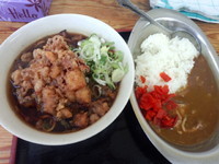 「かけそば200円＋ゲソ天90円＋ミニカレー290円」@一由そば 日暮里店の写真