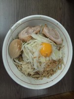 「小ラーメン＋汁なし＋味つけ玉子(ニンニク)」@ラーメン二郎 横浜関内店の写真