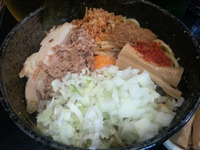 「まぜそば（大）￥750＋ビール￥500」@狼煙 〜NOROSHI〜の写真