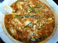 「辛麺(3倍、中華麺)¥750(ニンニク抜き)+トマト¥100」@辛麺屋 桝元 大阪本店の写真