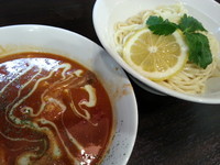 「【9月限定】完熟トマトのつけ麺￥850＋半ライス￥100」@味噌麺 伝堂の写真