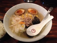 「野菜らーめん＋味玉＋無料ライス（￥750＋￥100）」@らーめん一会の写真