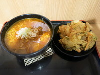 「カレーうどん＋ラそば変更＋かき揚げ：650円」@よもだそば 銀座店の写真