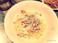 「新メニュー　　隠玉カルボ麺試作品」@さんじの写真