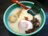 「むさし坊ラーメン煮卵、太麺+替え玉細麺」@麺匠 むさし坊 武蔵浦和本店の写真