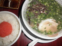 「餃子セッット（ねぎらーめん）+明太子ご飯　「1,260円」」@博多長浜らーめん 楓神の写真