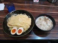 「鶏煮込みつけ麺大盛り＋味玉」@ラーメン人生 JET 福島本店の写真