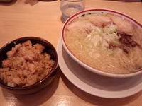 「中華そば(こってり)+肉めし」@田中そば店の写真