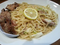 「【気まぐれ…パスタ】ガーリックレモンクリーム（大）＋豚増し」@ラーメンアキラの写真