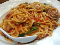 「【気まぐれアキラ式パスタ】ガーリックトマトバジル（大）」@ラーメンアキラの写真
