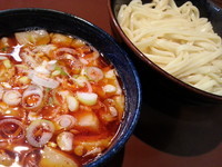 「辛肉もりそば ￥900＋半ライス￥100」@UNDER GROUND RAMENの写真