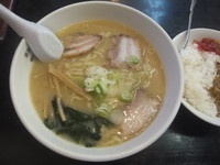 「味噌ラーメン567円(セットミニカレー105円)」@喜多方ラーメン 来夢 会津若松駅前店の写真