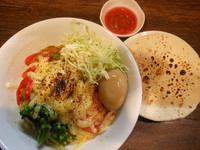 「焼カレーまぜ麺（並盛）＋煮たまご」@伝家 志木店の写真