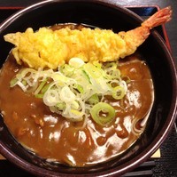 「カレーそば（￥380）＋海老天（クーポン）」@ゆで太郎 蒲田中央通り店の写真