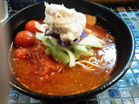 「海老トマトラーメン＋ライス」@らーめん 五ノ神製作所の写真