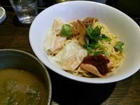「【12月の限定】海老辛つけ麺（並盛）850円」@伝家 志木店の写真